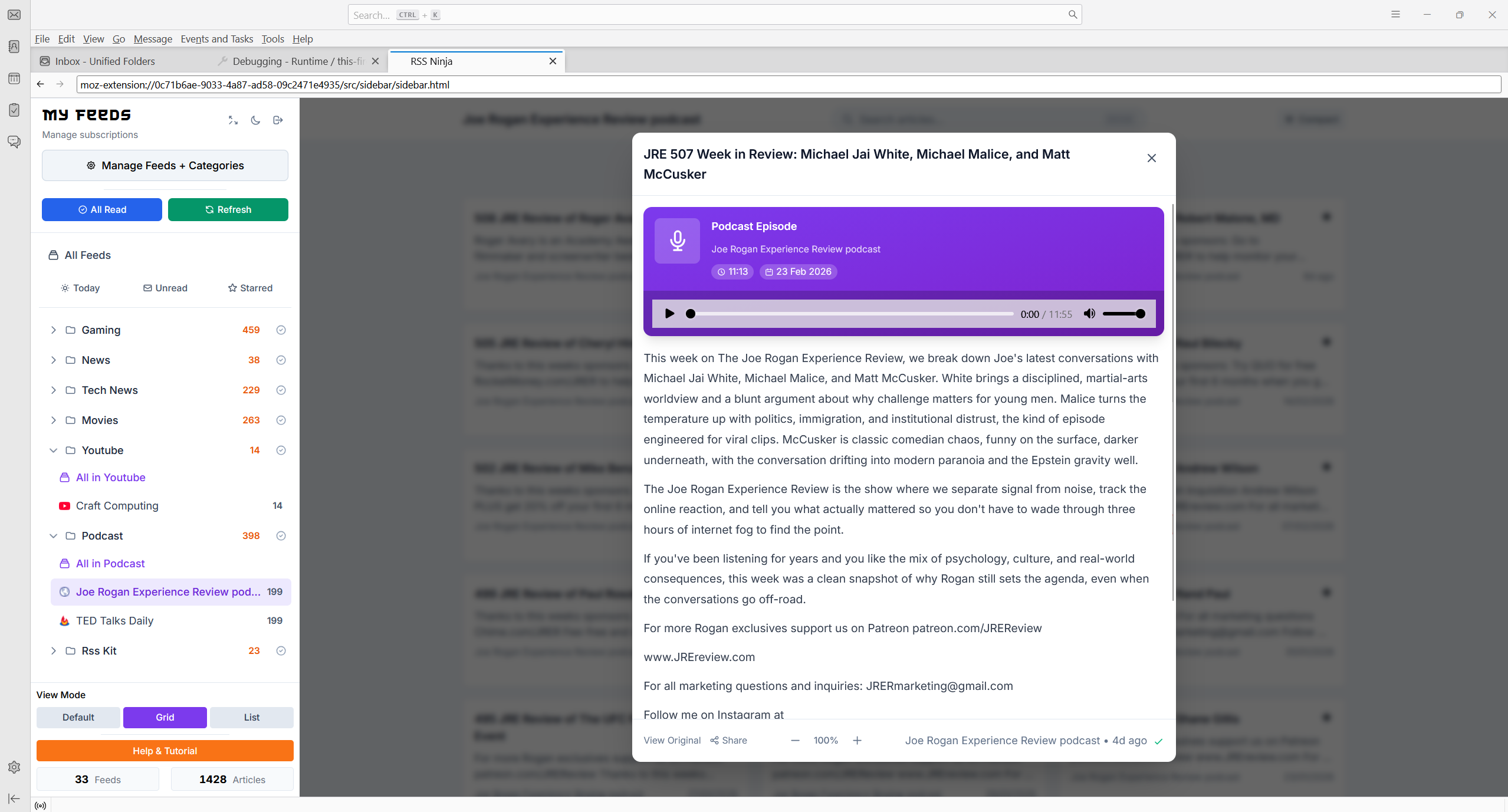RSS Ninja Thunderbird